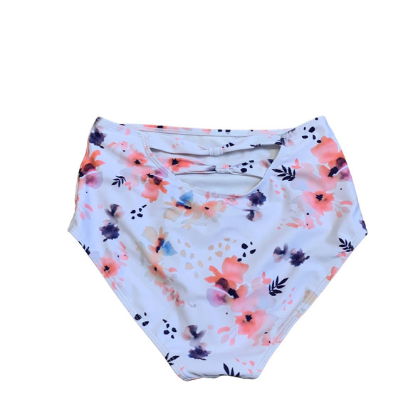 Womens Bikini Bottoms Size XS Floral White Pink Swim Summer Pool Beach Vacation - Picture 7 of 14